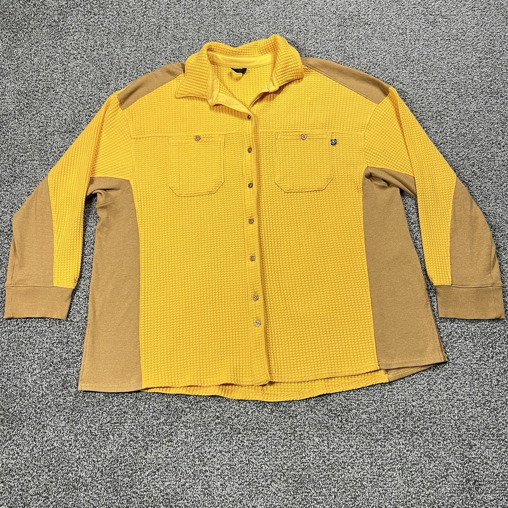 Backcountry Jacket Womens M Yellow Waffle Knit Relaxed Fit Shacket Button Down‎